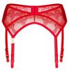 Roter Strapsgürtel Aliosa aus Floral-Spitze mit goldfarbenem Detail von Obsessive – Ansicht 6
