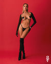 Schwarzer Harness-BH Lustique mit silberfarbenen Accessoires von Obsessive – Ansicht 3