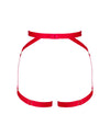 Rotes Harness Elianes aus Stretchriemen mit goldfarbenen Ringen von Obsessive – Ansicht 4