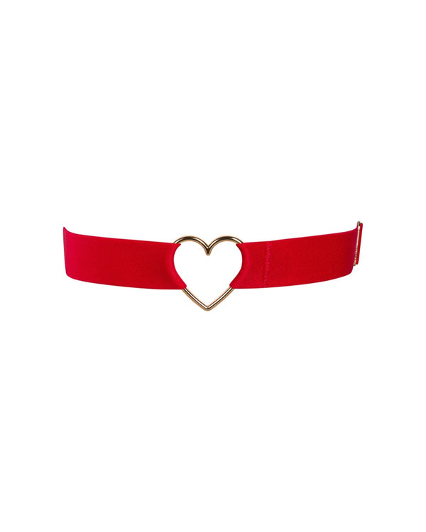 Rotes Strumpfband Elianes mit goldfarbenem Schmuckherz von Obsessive – Ansicht 2