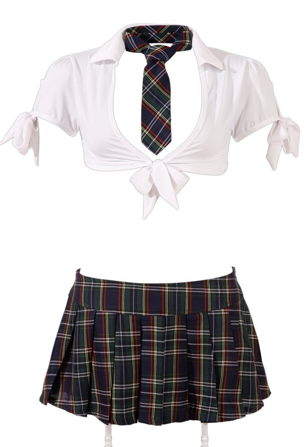 Sexy Schuluniform-Kostüm im Popstar-Look mit Krawatte, Mini und Top von Cottelli – Ansicht 6