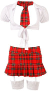 Sexy Schuluniform-Kostüm mit Knotenbluse, Faltenrock und Rüschenslip von Cottelli – Ansicht 4