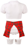 Sexy Schuluniform-Kostüm mit Knotenbluse, Faltenrock und Rüschenslip von Cottelli – Ansicht 8