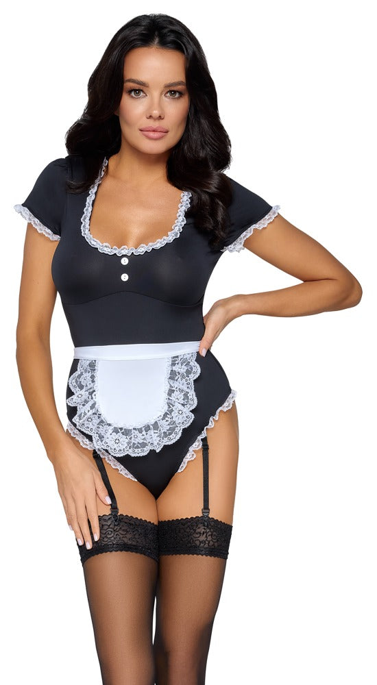 Sexy Kellnerinnen-Kostüm als Straps-Riobody mit Schürze und Spitze von Cottelli – Ansicht 3