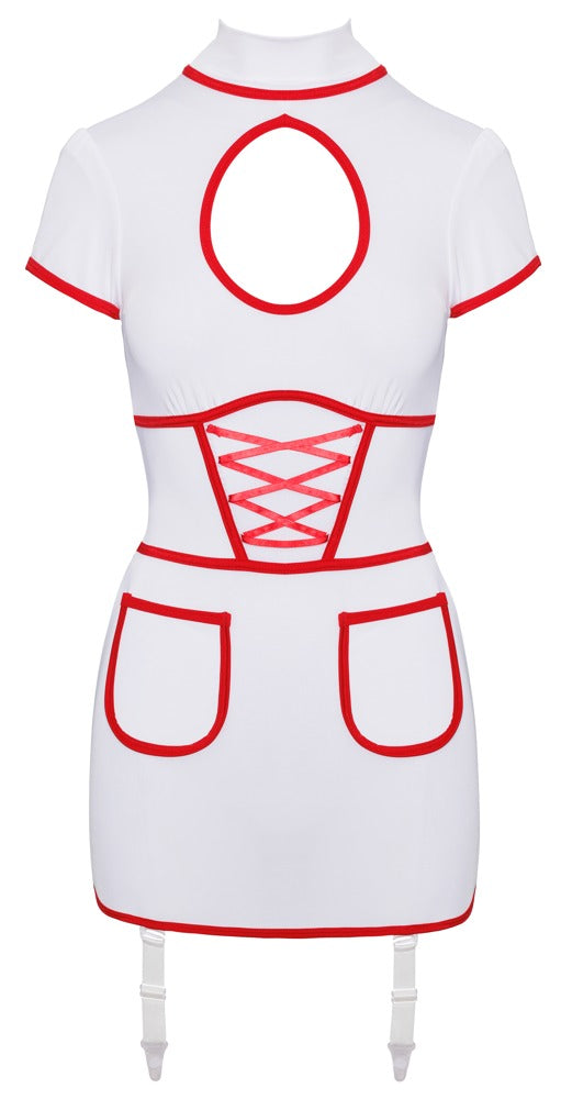 Sexy Krankenschwester-Strapskleid semi-transparent mit roten Details von Cottelli – Ansicht 8