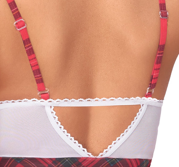 Sexy Schuluniform-Kostüm als Trägerkleid aus Powernet und Spitze im Karo-Look von Cottelli – Ansicht 6