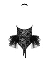 Schwarz-weißes Zofen-Kostüm Frilles mit Body, Tüll-Röckchen und Häubchen von Obsessive – Ansicht 4