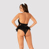 Schwarz-weißes Zofen-Kostüm Frilles mit Body, Tüll-Röckchen und Häubchen von Obsessive – Ansicht 2
