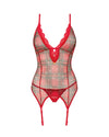 Rotes Dessous-Set Jollymore mit Strapshemd und String im Karo-Design von Obsessive – Ansicht 5