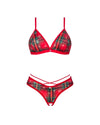 Rotes Dessous-Set Ms. Merrilo mit BH und Slip ouvert im Schneeflocken-Design von Obsessive – Ansicht 5