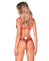 Rotes Dessous-Set Ms. Merrilo mit BH und Slip ouvert im Schneeflocken-Design von Obsessive – Ansicht 3
