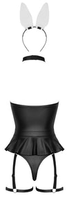Sexy schwarzes Bunny-Kostüm als Straps-Tube-Body mit Ohren und Halsband von Cottelli – Ansicht 7