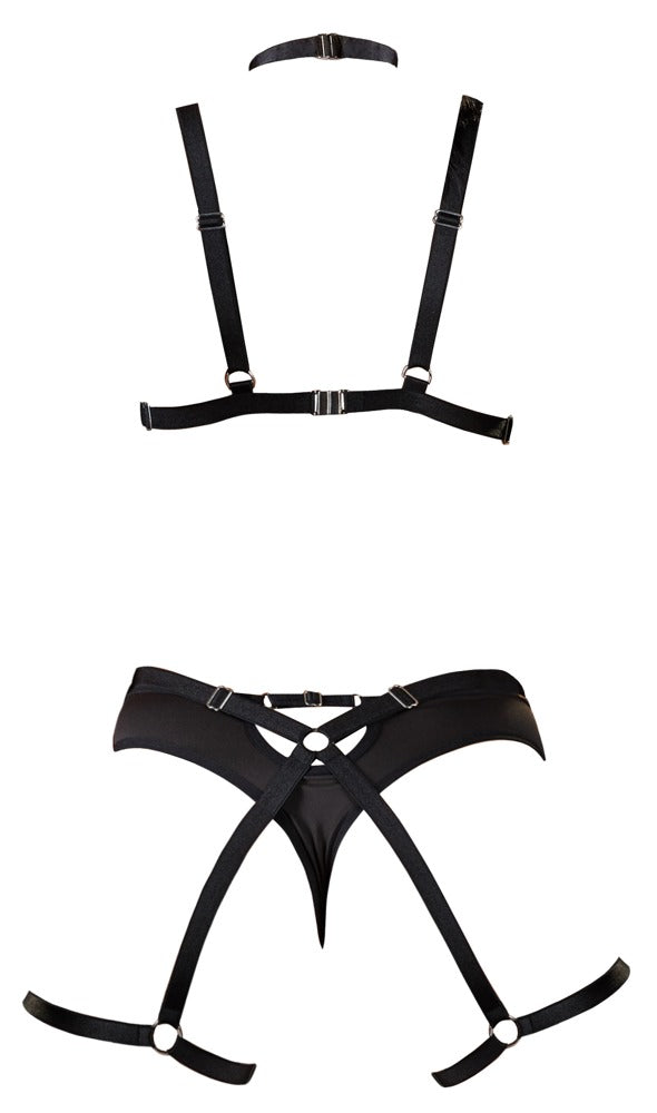 Schwarzes Harness-Set mit Bondage-Vibe aus elastischem Material von Cottelli – Ansicht 8