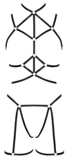 Schwarzes 3-teiliges Harness-Set mit Brust- und Hüft-Harness und String von Cottelli – Ansicht 5