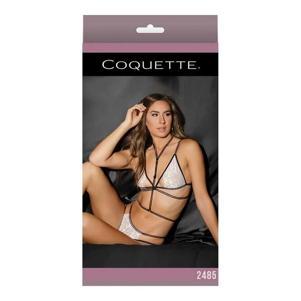 Bralette mit Spitze & schrittlosem Höschen - Weiss/Schwarz | Shots