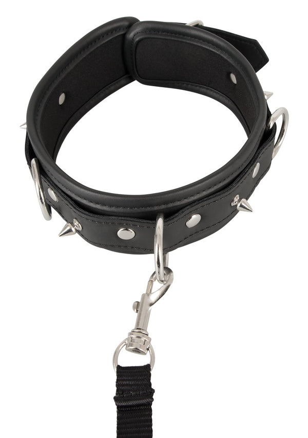 Vegane Halsfessel mit Leine in Leder-Optik mit Spikes von Vegan Fetish – Ansicht 6