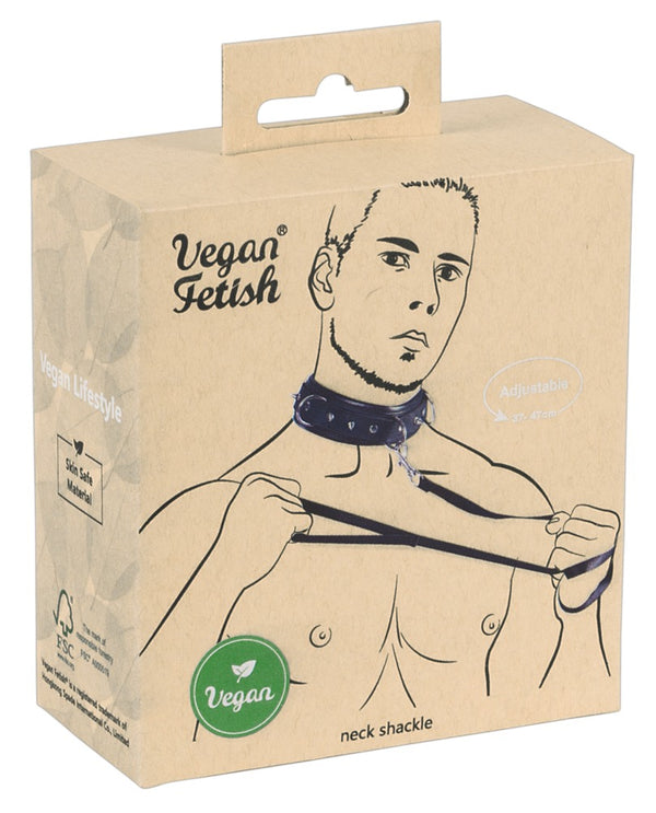 Vegane Halsfessel mit Leine in Leder-Optik mit Spikes von Vegan Fetish