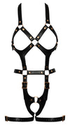 Schwarzes verführerisches Harness mit edlen Metalldetails von Bad Kitty – Ansicht 6