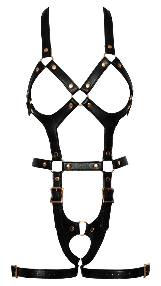 Schwarzes verführerisches Harness mit edlen Metalldetails von Bad Kitty – Ansicht 6