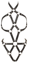 Schwarzes verführerisches Harness im Lederlook mit silbernen Nieten von Bad Kitty – Ansicht 7