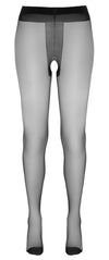 Schwarze seidig glänzende ouvert Strumpfhose mit String-Optik von Cottelli – Ansicht 4