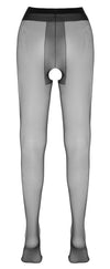 Schwarze seidig glänzende ouvert Strumpfhose mit String-Optik von Cottelli – Ansicht 5