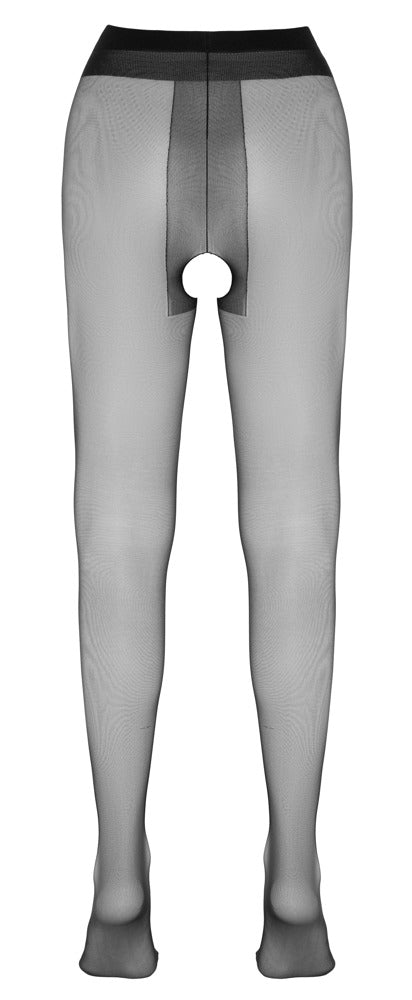 Schwarze seidig glänzende ouvert Strumpfhose mit String-Optik von Cottelli – Ansicht 5