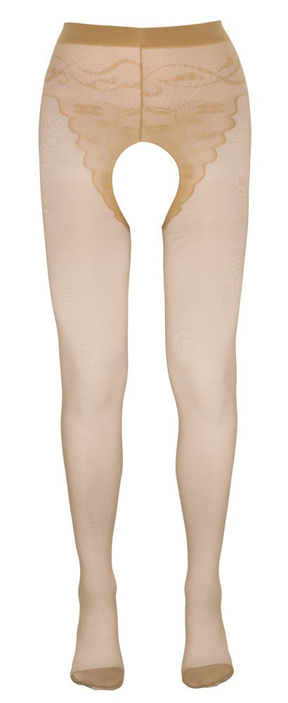 Hautfarbene Strumpfhose ouvert mit Höschenteil, Ziernaht und offenem Schritt von Cottelli – Ansicht 4