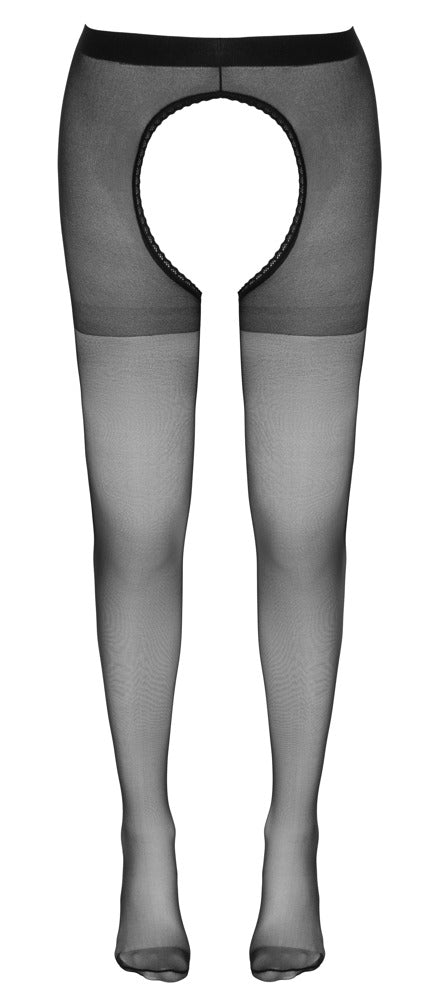 Schwarze seidige Strumpfhose ouvert mit komplett offenem Scham- und Po-Bereich von Cottelli – Ansicht 6