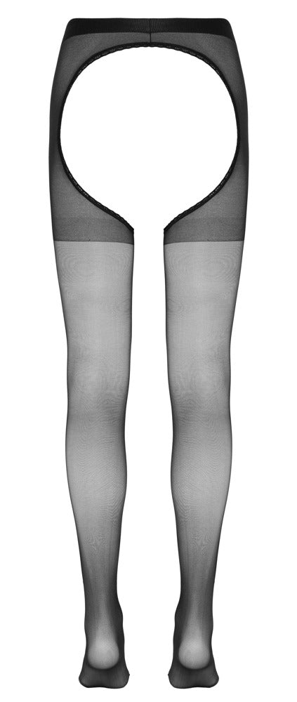 Schwarze seidige Strumpfhose ouvert mit komplett offenem Scham- und Po-Bereich von Cottelli – Ansicht 7