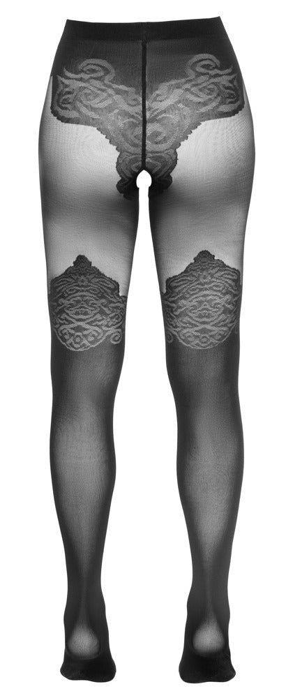 Schwarze Strumpfhose ouvert im raffinierten Overknee-Design von Cottelli – Ansicht 6