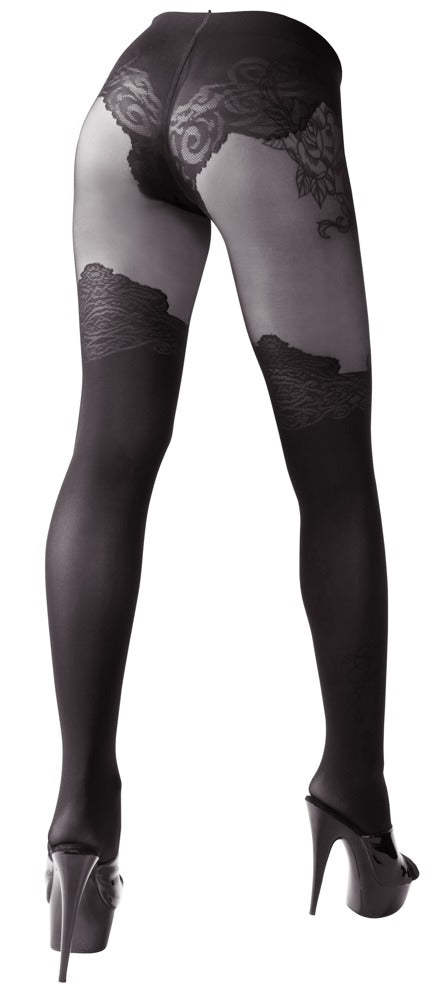 Schwarze Strumpfhose ouvert im raffinierten Overknee-Design von Cottelli – Ansicht 4