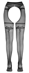Schwarze Netz-Straps-Strumpfhose ouvert mit Strumpfband und Ziernaht von Cottelli – Ansicht 6
