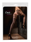Schwarze Netz-Straps-Strumpfhose ouvert mit Strumpfband und Ziernaht von Cottelli