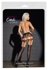 Schwarze Straps-Strumpfhose im Trachten-Look mit Höschen, Strapsen und Overknees von Cottelli