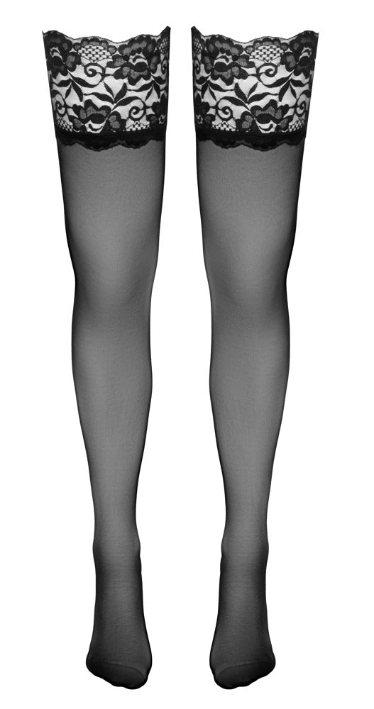 Schwarze halterlose Strümpfe mit 12 cm breitem Spitzenabschluss 20 den von Cottelli – Ansicht 4