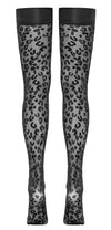 Schwarze halterlose Strümpfe im angesagten Leo-Look von Cottelli – Ansicht 6