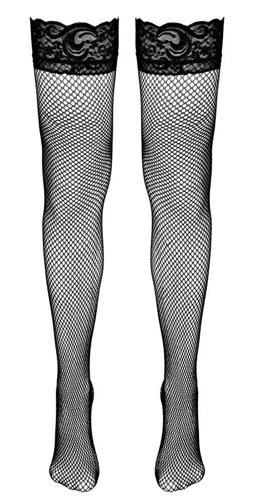 Schwarze verführerische Netzstrümpfe mit elegantem Spitzenabschluss von Cottelli LEGWEAR – Ansicht 7