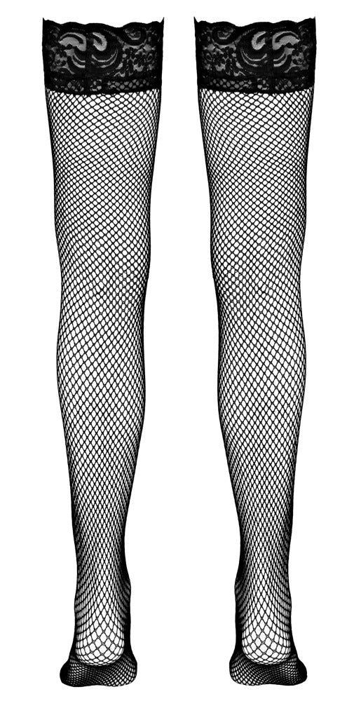 Schwarze verführerische Netzstrümpfe mit elegantem Spitzenabschluss von Cottelli LEGWEAR – Ansicht 8