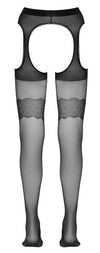 Schwarze raffinierte Straps-Strumpfhose mit Cut-outs und offenem Schritt von Cottelli – Ansicht 6