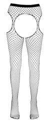 Schwarze Straps-Strumpfhose aus grobem Netz mit seitlichen Cut-outs von Cottelli – Ansicht 5