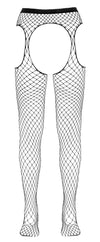 Schwarze Straps-Strumpfhose aus grobem Netz mit seitlichen Cut-outs von Cottelli – Ansicht 6