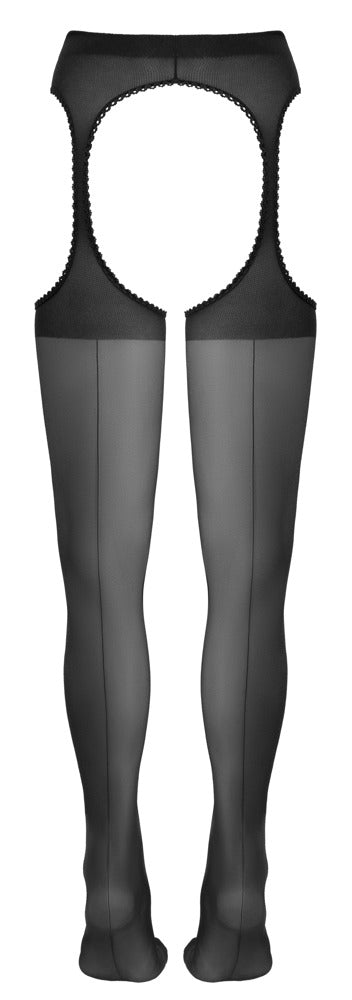 Schwarze Straps-Strumpfhose mit Ziernaht und verstärktem Höschenteil von Cottelli – Ansicht 7