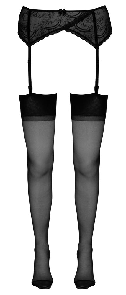 Schwarze seidige Straps-Strümpfe mit Ziernaht und Hochferse 15 den von Cottelli – Ansicht 4