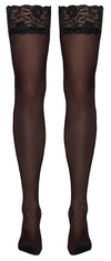 Schwarze elegante Strümpfe mit breitem Spitzenabschluss von Cottelli LEGWEAR – Ansicht 7
