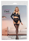 Schwarze elegante Strümpfe mit breitem Spitzenabschluss von Cottelli LEGWEAR