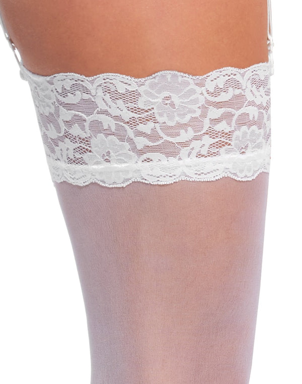 Weißes verführerisches Strumpf Paar mit breitem Spitzenabschluss von Cottelli LEGWEAR – Ansicht 6