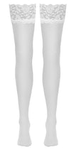 Weißes verführerisches Strumpf Paar mit breitem Spitzenabschluss von Cottelli LEGWEAR – Ansicht 7
