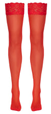 Rotes verführerisches Strumpf Paar mit breitem Spitzenabschluss von Cottelli LEGWEAR – Ansicht 7