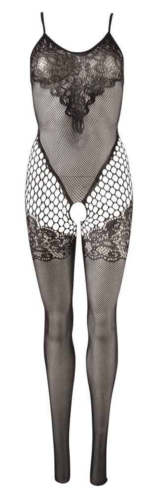 Schwarzer Catsuit mit Spitzen-Optik und Fuß (offener Schritt) von NO:XQSE – Ansicht 6